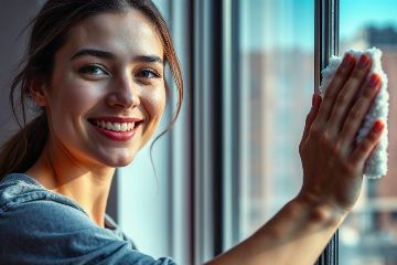 recette miracle pour nettoyer les vitres : Une femme souriante dévoile l'astuce naturelle à la Maïzena pour des vitres étincelantes sans effort