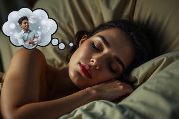Quelle est la signification quand on rêve de son ex ? Jeune femme endormie avec une bulle de rêve montrant une silhouette de couple, illustrant le phénomène des rêves d'ex-partenaire